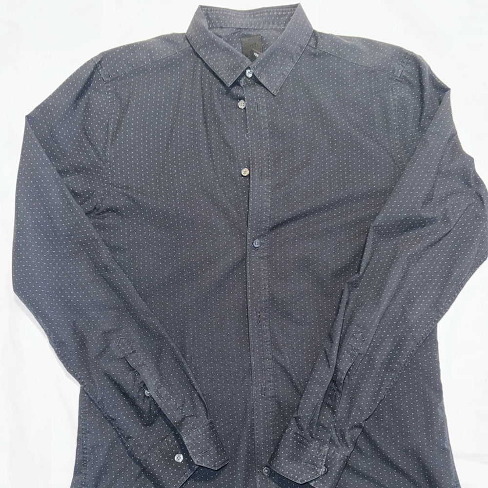 H&M Long-sleeve Men's Black Polka Dot Shirt